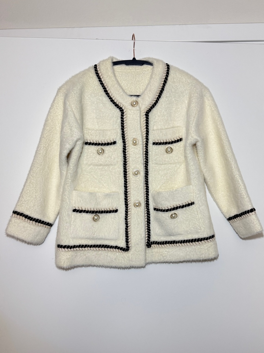 J.ing Yasmina White Drop Shoulder Chunky Knit Cardigan - One Size / White